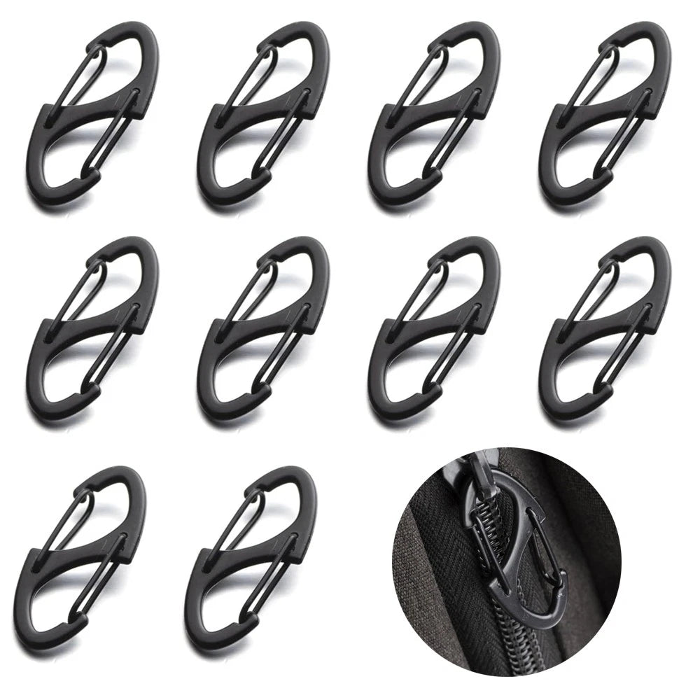 10Pcs Black Locking Zipper Clips for Backpack Travel Case