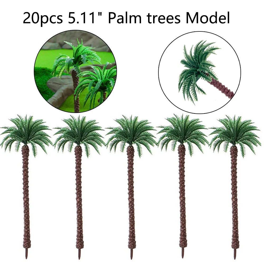 20pcs Coconut Palm Trees for Miniature Dioramas (13cm)
