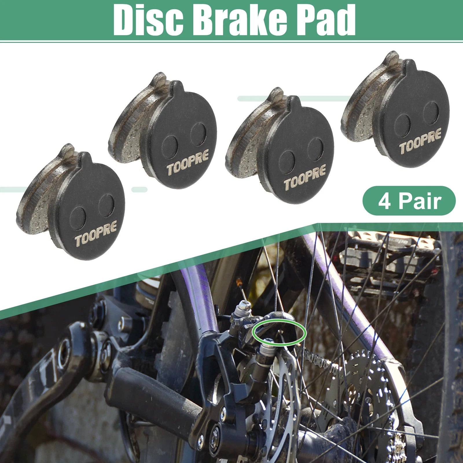 Brake Pads Set Resin Front Pair Replacement for Disc Bike Cycle (1970–1990)