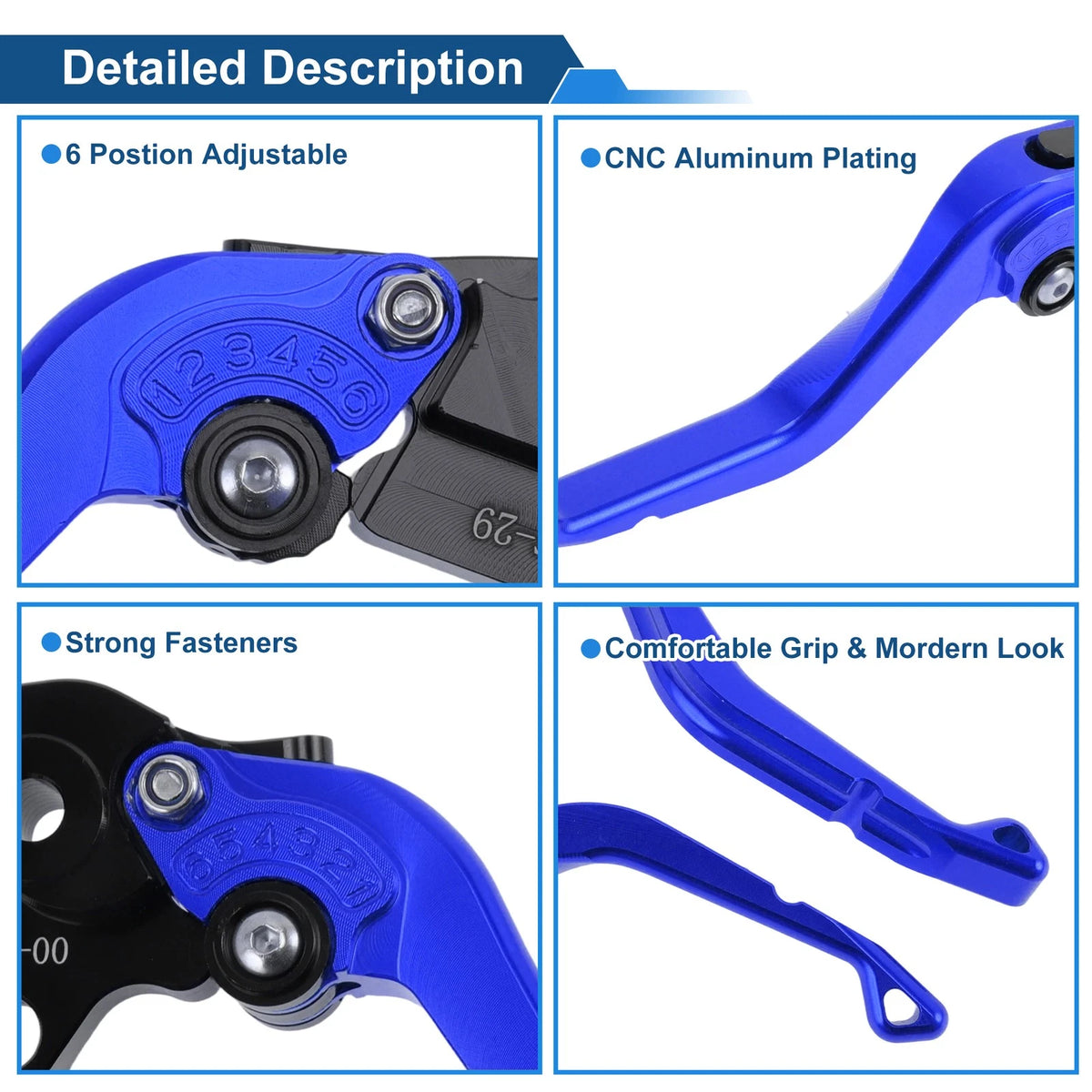 Adjustable Short Brake Clutch Levers 1 Pair for Honda CBR600RR (2003–2006) Blue