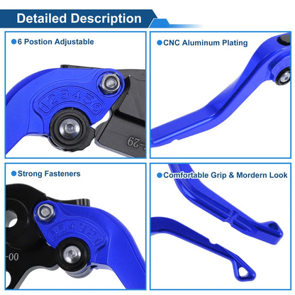 Adjustable Short Brake Clutch Levers 1 Pair for Honda CBR600RR (2003–2006) Blue