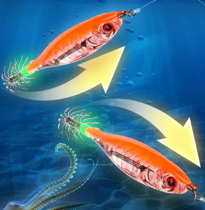5 Color Squid Lure Fishing Bait with Night Visible Hooks Set