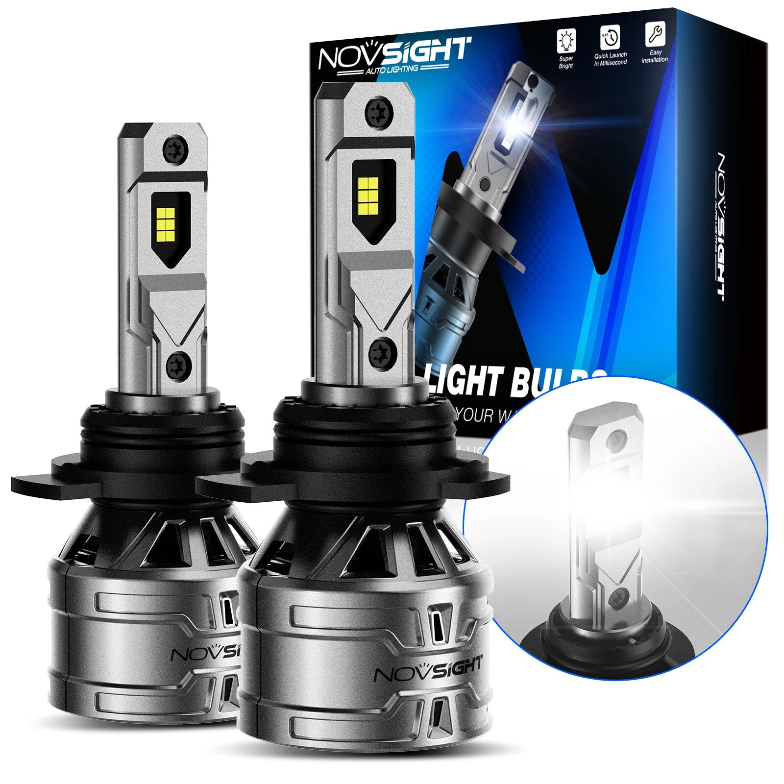 2X 9012 HIR2 LED Headlight Bulbs for Novsight (6500K)
