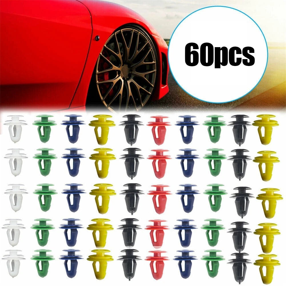 60PCS Door Panel Clips for Universal Vehicles (V9mm Hole)
