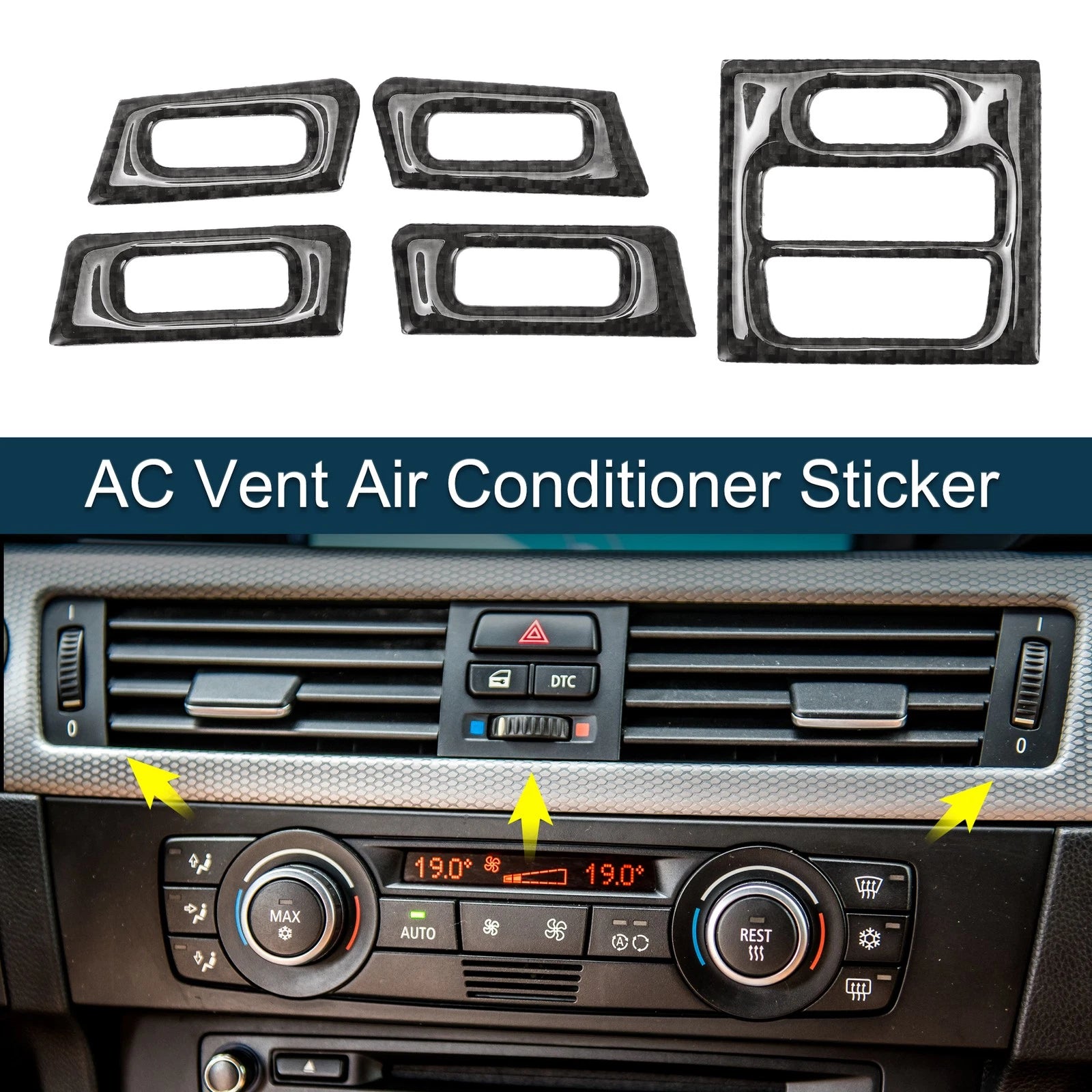 5pcs AC Vent Air Conditioner Sticker for BMW 3 Series E90 E92 E93 (2005–2012)