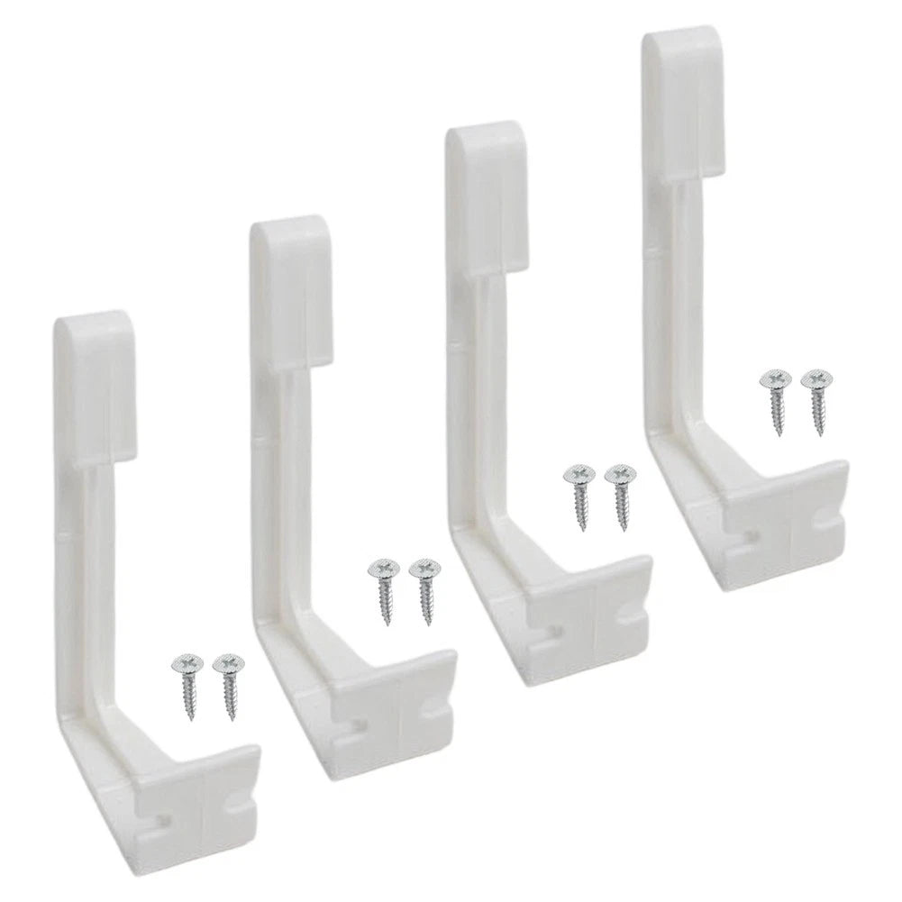 Set of 4 RV Curtain Attachment Hooks White ABS with Screws
