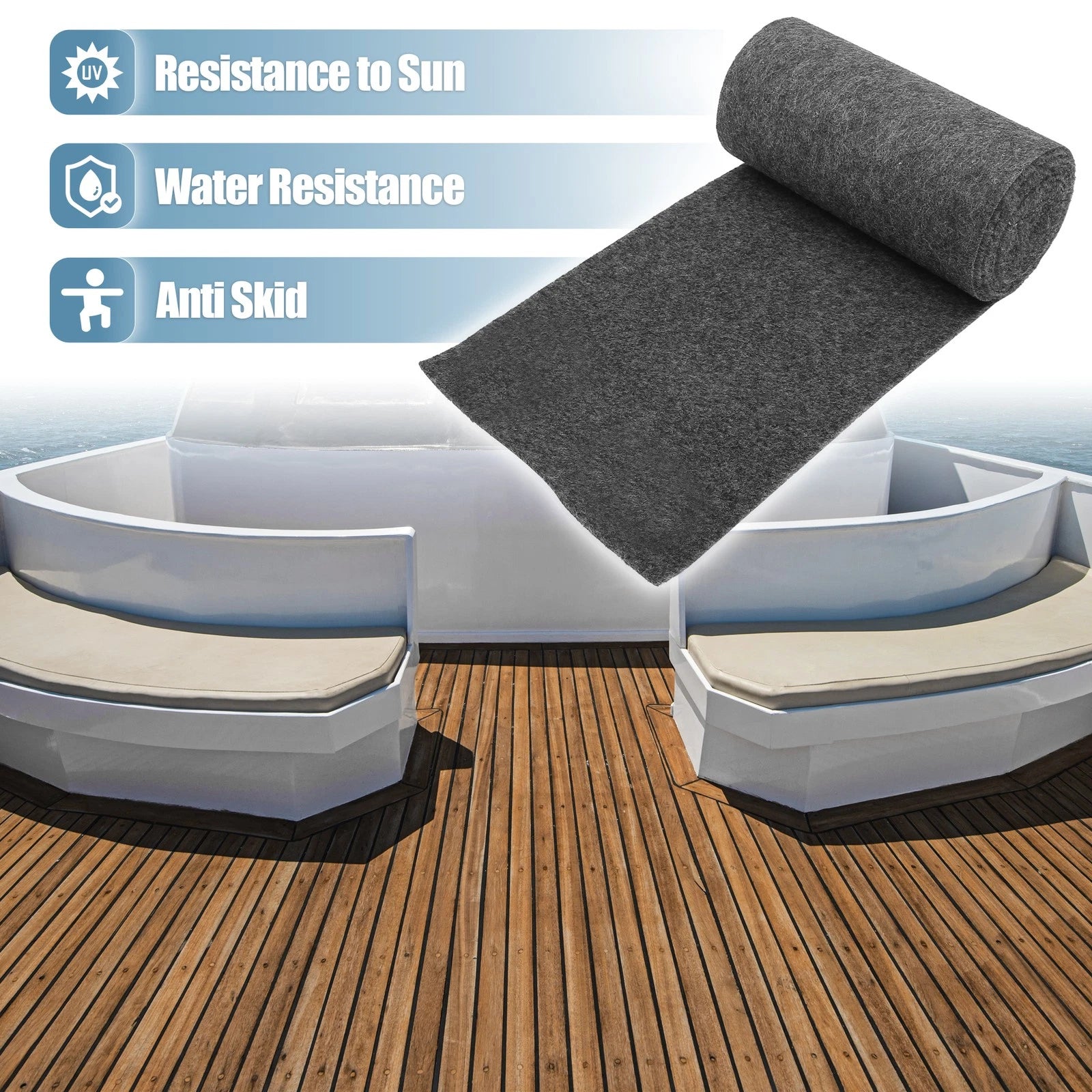 Boat Carpet Pad Decking Sheet Mat for Boat Trailers (157–In x 11–In)