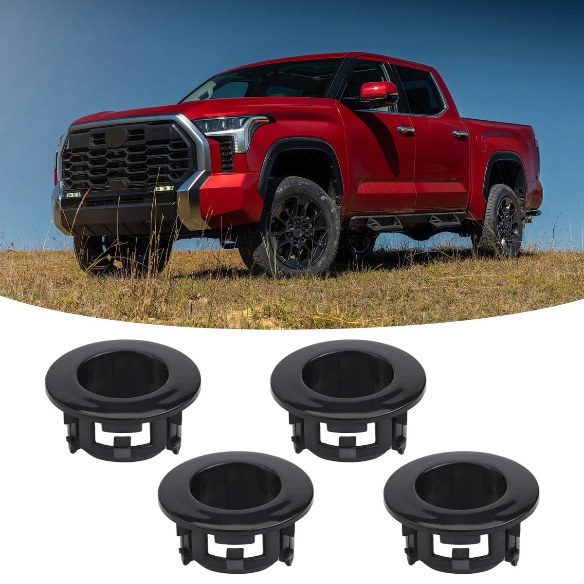 Set of 4 Black Plastic Parking Sensor Holders for Toyota (OEM Fitment)