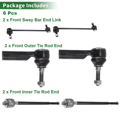 6pcs Front Suspension Kit Tie Rod End Sway Bar Link for Ford Mustang (2011–2014)
