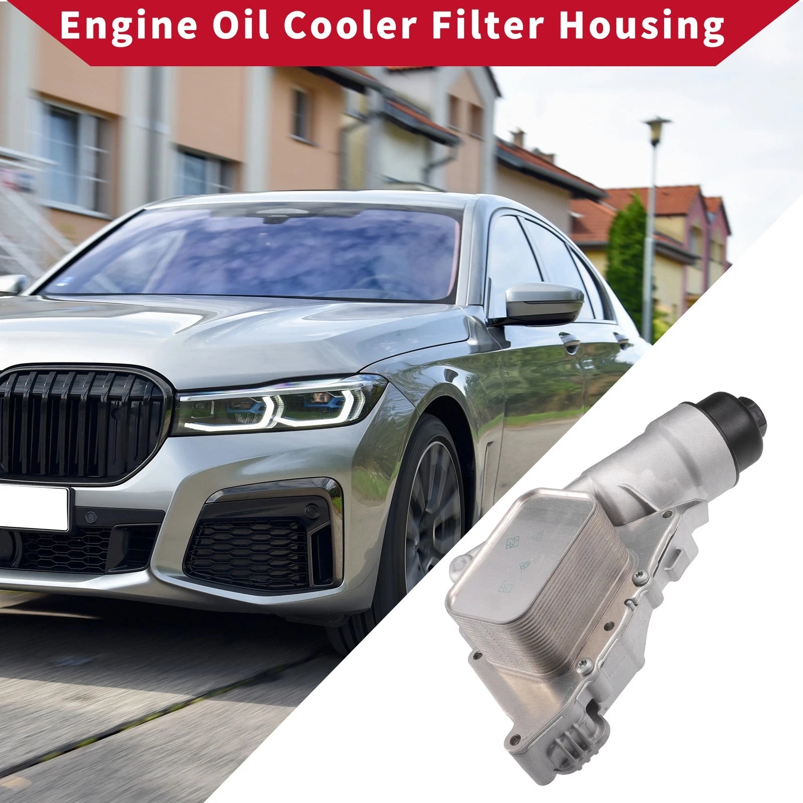 Engine Oil Cooler Filter Housing with Bolt and Seals for BMW i8 (2014–2020)