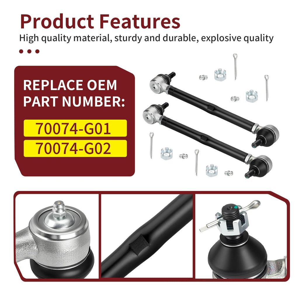 Steering Tie Rod End Shaft Kit for EZ-GO Golf Cart (70074-G01, 70074-G02)