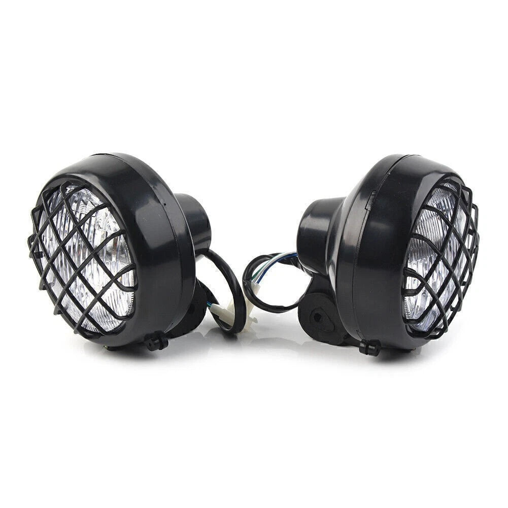 2X Headlights with Lens Grille Black for Yamaha Banshee Warrior 350 (1987–2006)