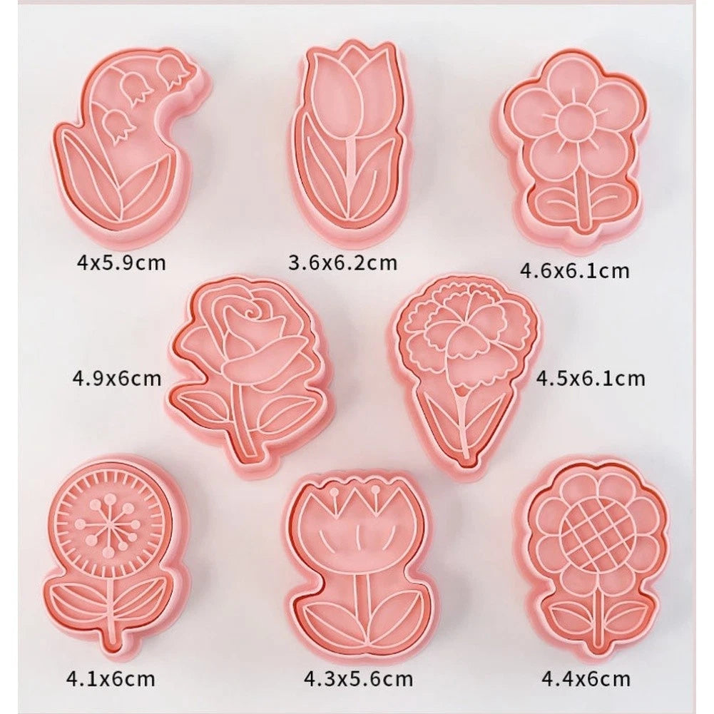 8 Piece Flower Cookie Cutters for Baking (PP)