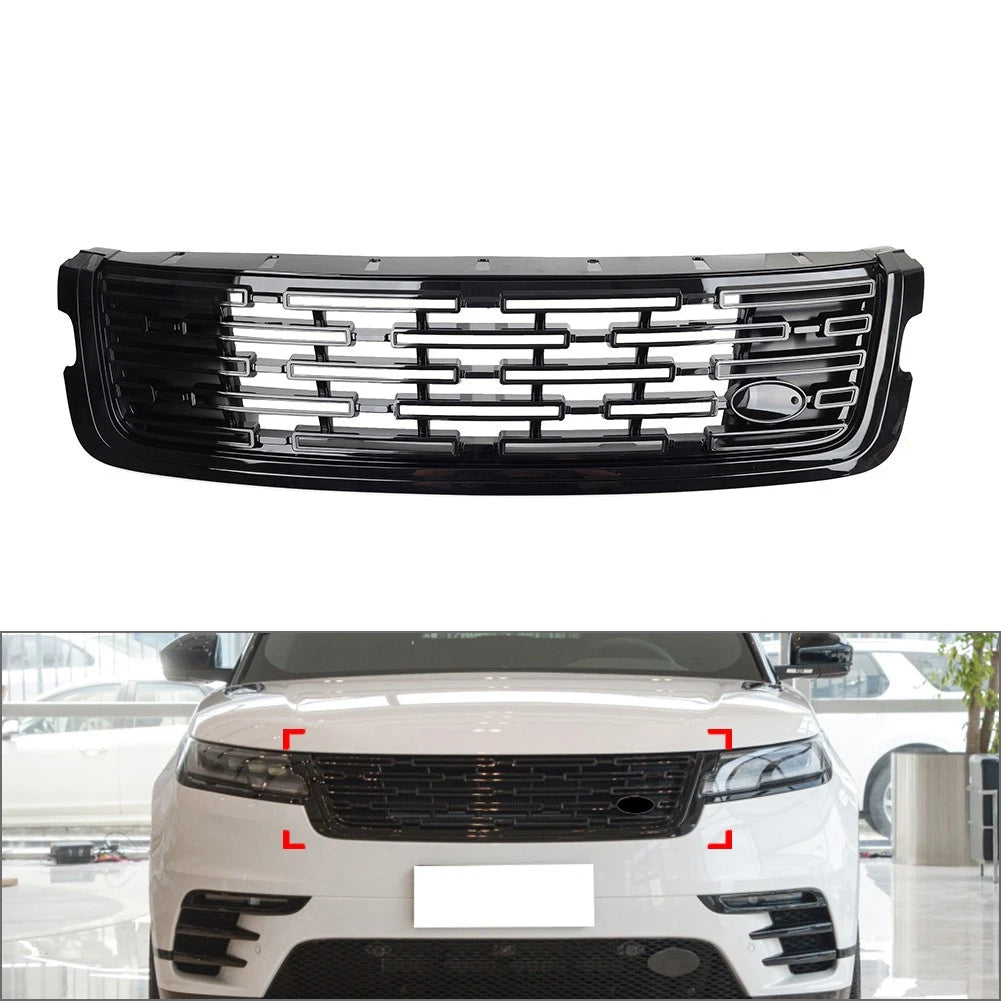 Front Center Radiator Upper Grille Glossy Black for Range Rover Velar (2017–2024)