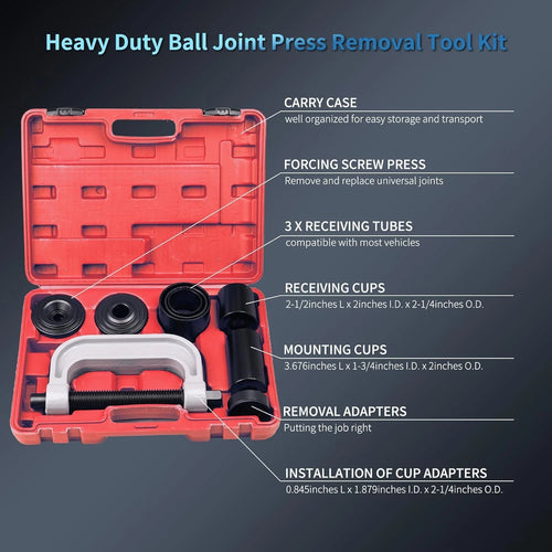 10Pcs Ball Joint Service Press Adapter & C Removal Tool Kit