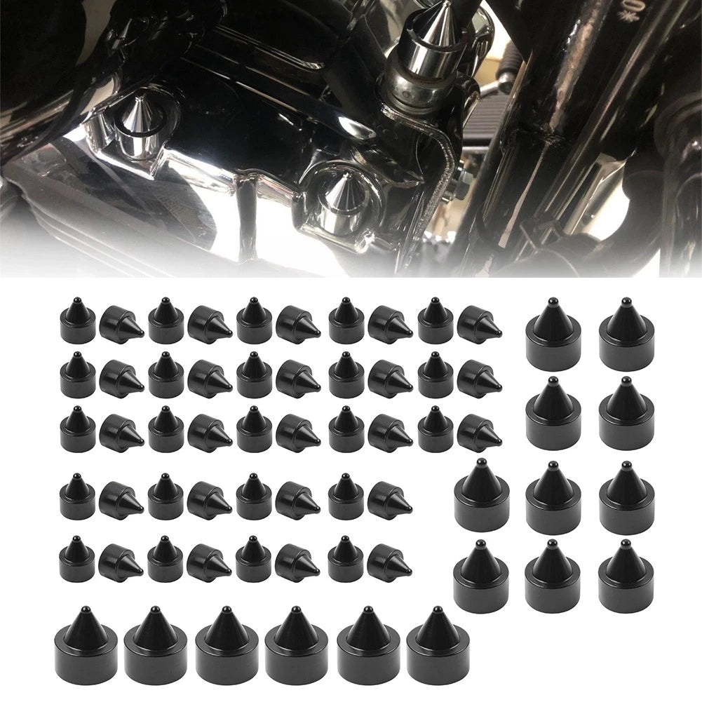 62X Engine Bolt Black Cap Kit for Harley Touring Road King Softail Trike (2018–2024)