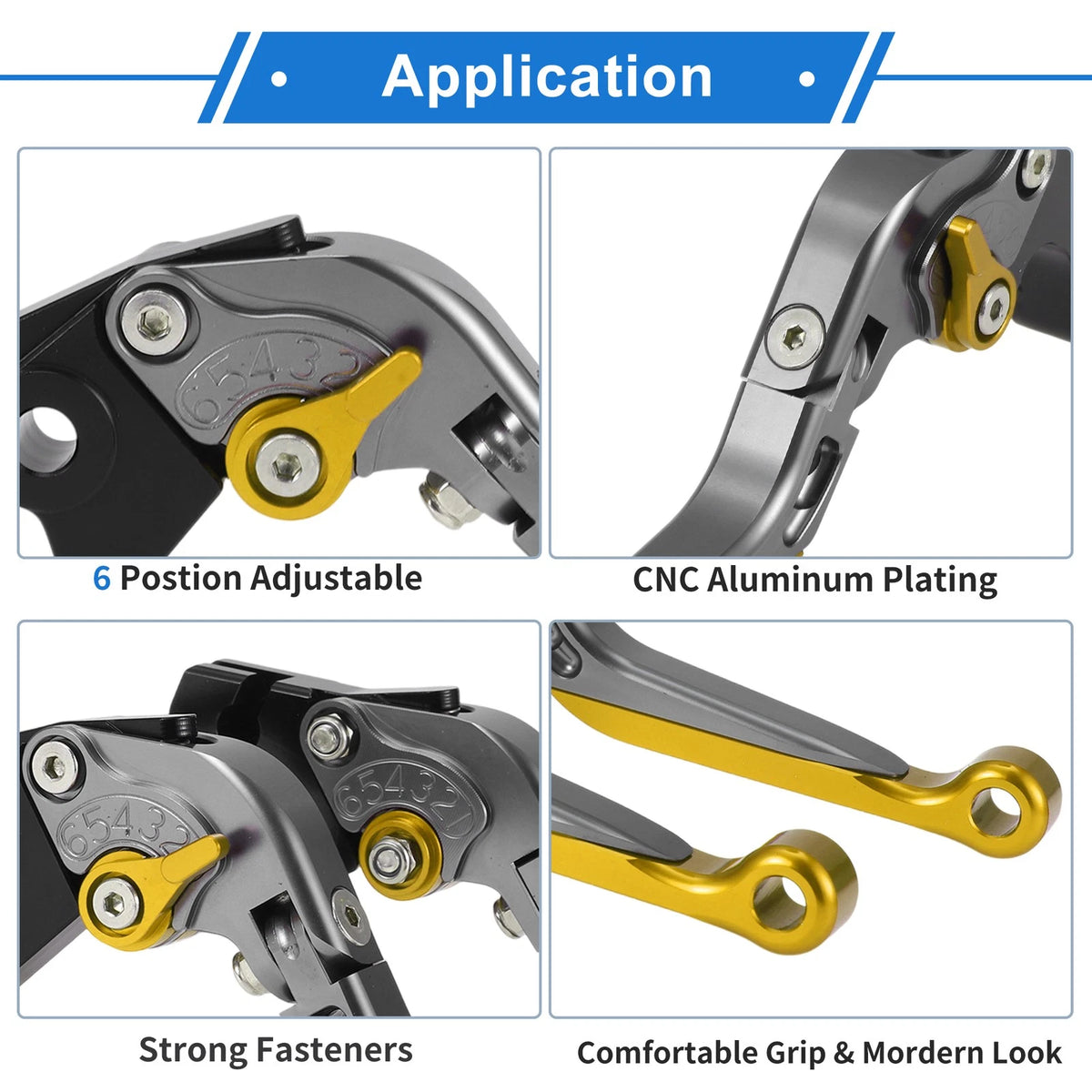 Adjustable Brake Clutch Levers for Yamaha YZF R1 (2000–2023) Titanium Gold Tone