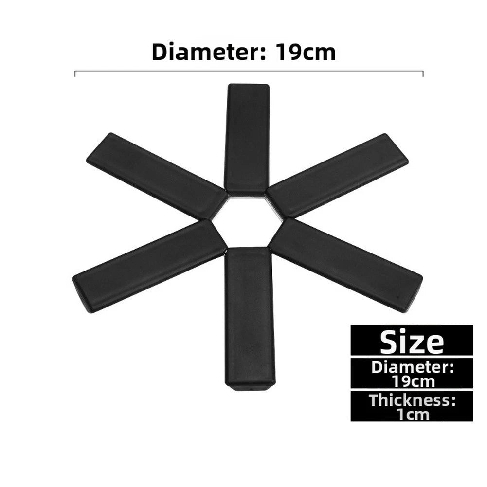Pot Pad for Kitchen Table (19cm, Heat Resistant, Non-Slip, Black)