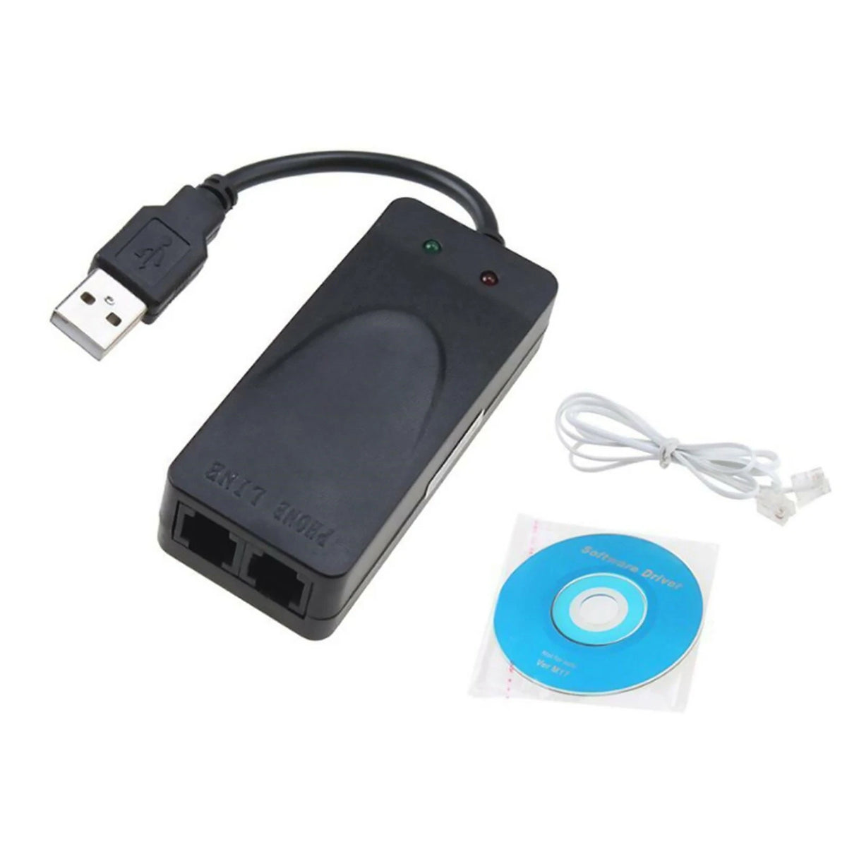 Dual RJ11 Port USB 56K Dial Up Modem Adapter for Windows 7 8 10