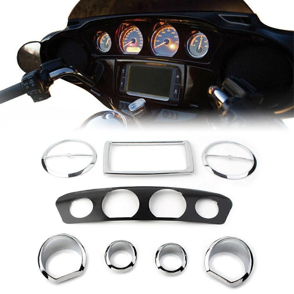 Chrome Gauge Bezel Trim Mount Plate for Harley Touring Electra Glide (2014–2023)