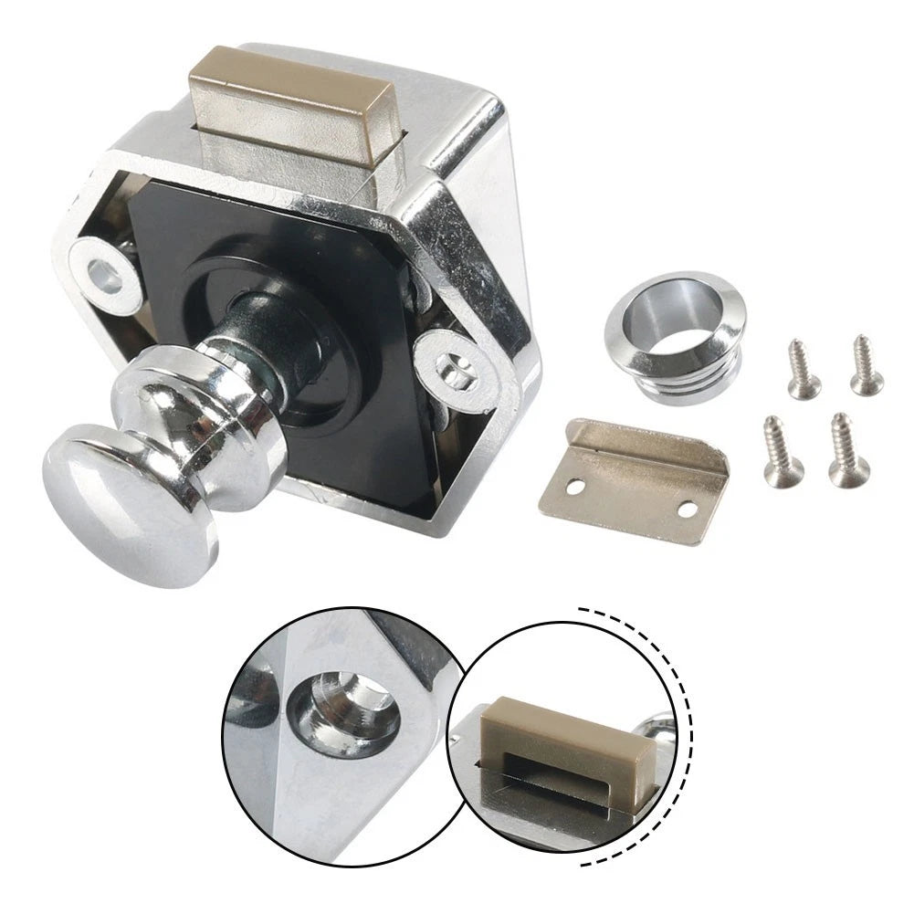 Cabinet Drawer Lock Keyless Push Button Handle for RV Car Boat Ship Storage