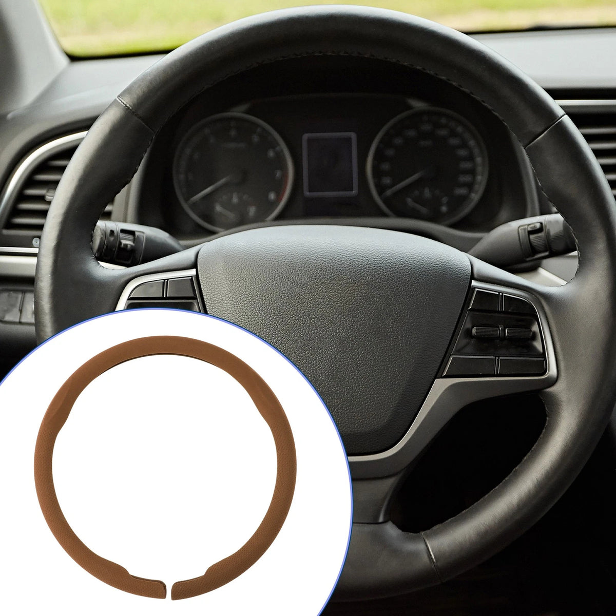 Steering Wheel Cover for Universal Fit (14.96", Light Brown)