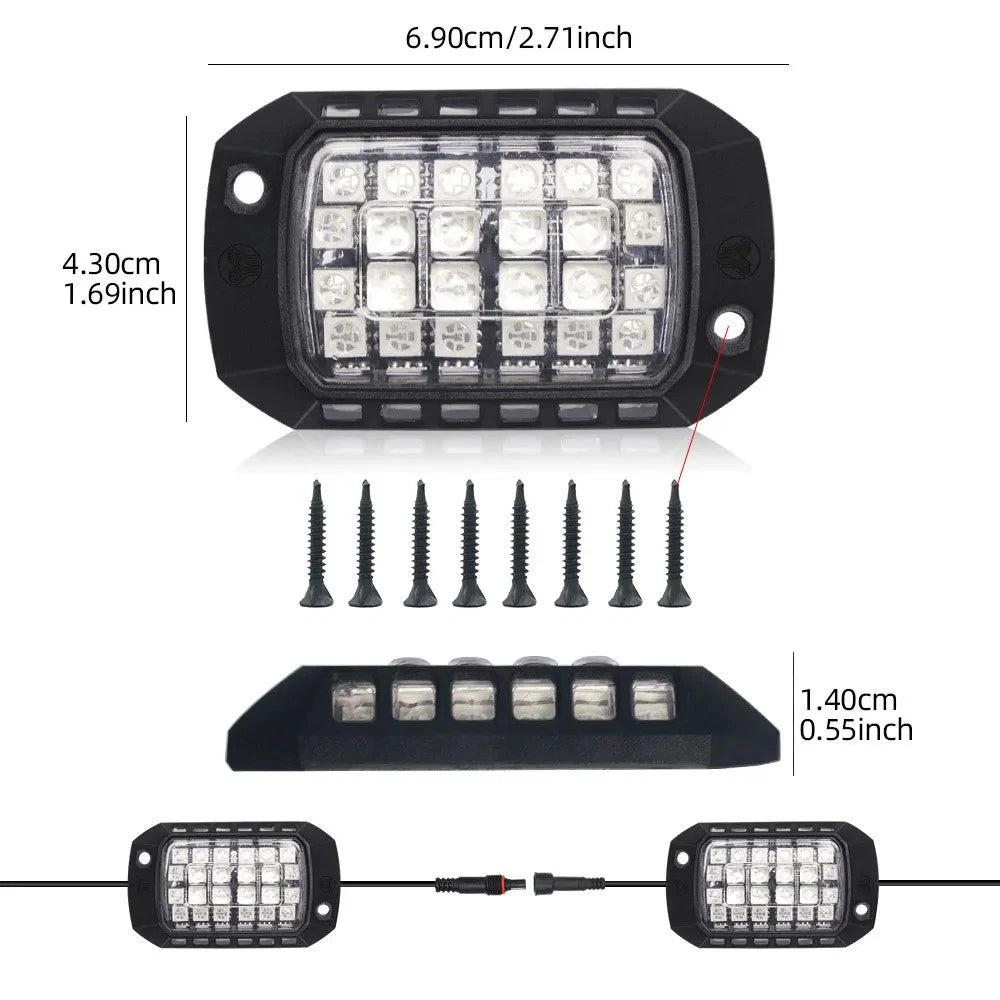 10Pcs RGB LED Rock Light Underbody Kit for Jeep Truck