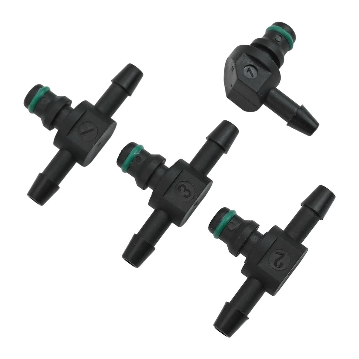 Set of 4 Diesel Injector Return Connectors for L and T Shaped Applications