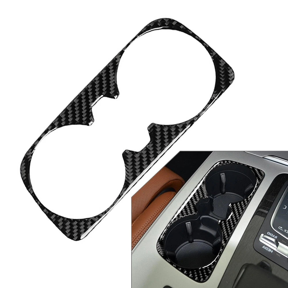 Carbon Fiber Interior Water Cup Holder Panel Trim For Audi Q7 SQ7 2016-2019