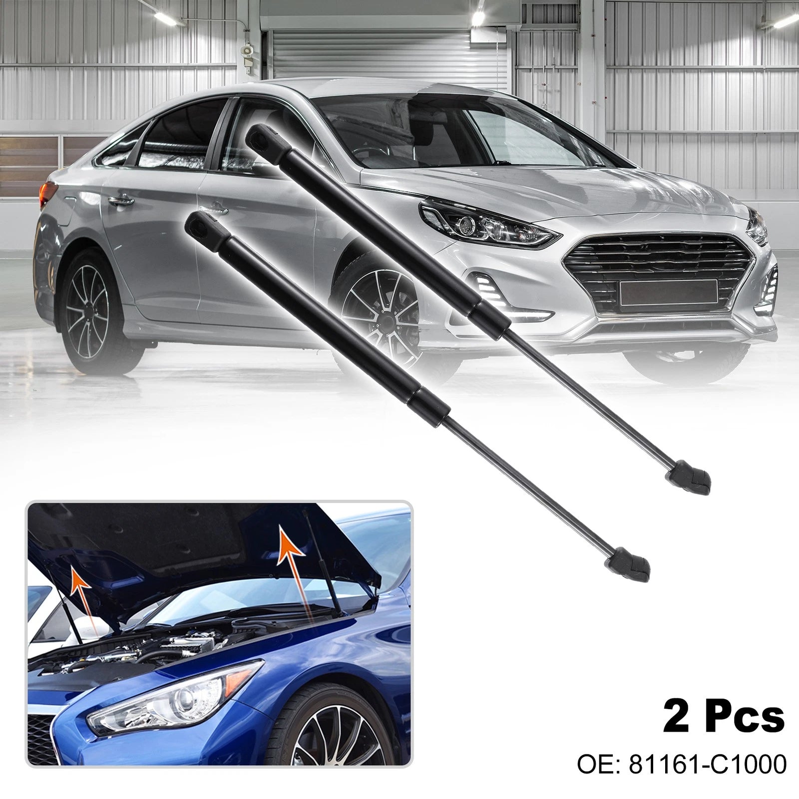 Hood Lift Support Front Pair Replacement for Hyundai Sonata (2015–2017)