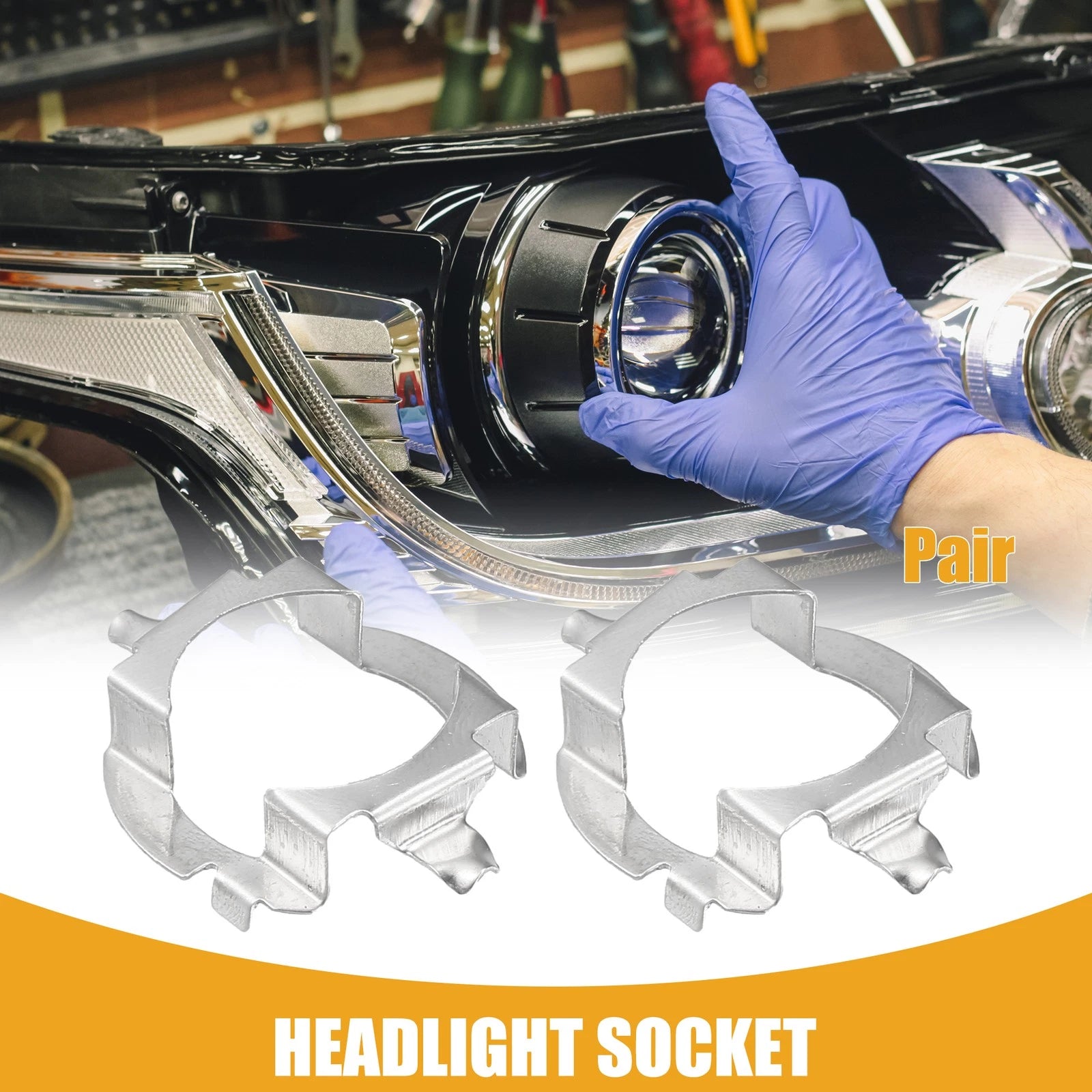 1 Pair LED Headlight Retainer Holder Socket for Mercedes