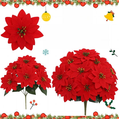 Poinsettia Silk Flower Arrangement for Festive Table Decor