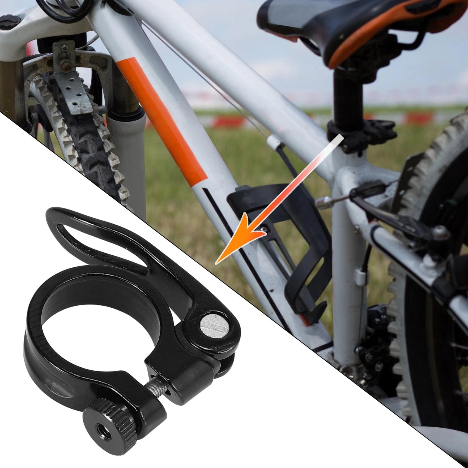 Bicycle Seat Post Clamp Quick Release 31.8mm Aluminium for Universal Fit (Black)