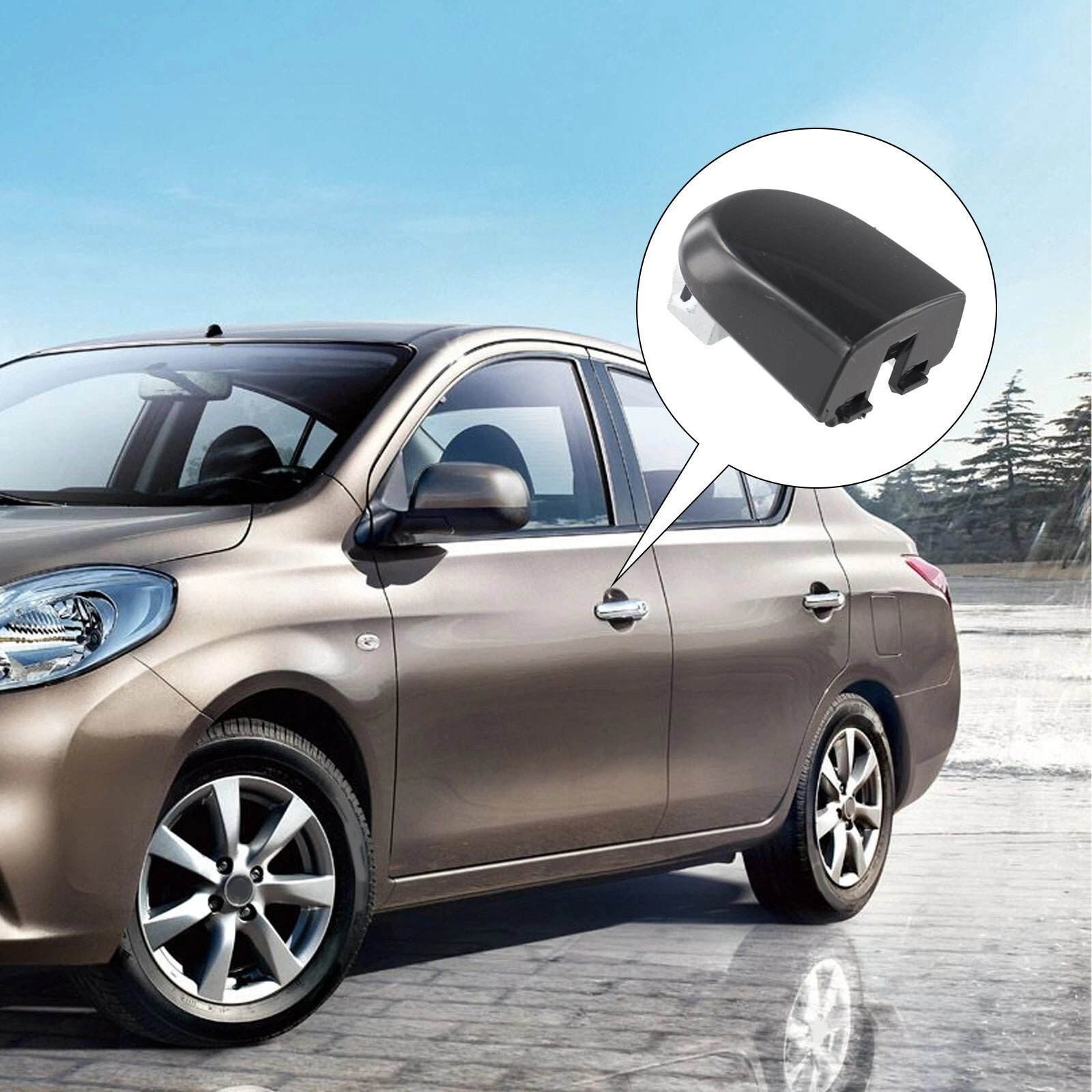 Door Handle Cap for Nissan Tiida Versa (2007–2012) - Black ABS