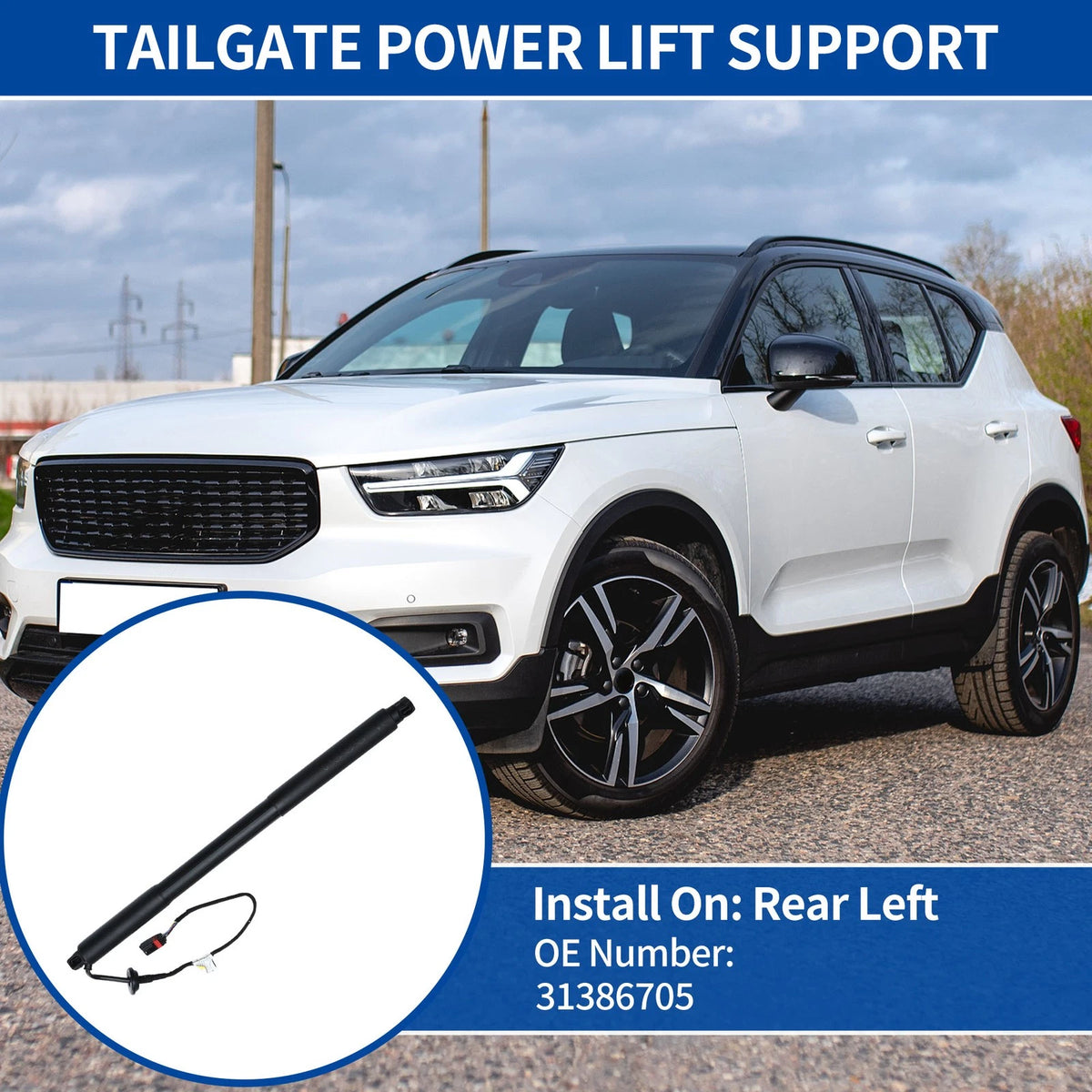 Rear LH Tailgate Power Lift Support for Volvo XC60 (2012–2015) No. 31386705