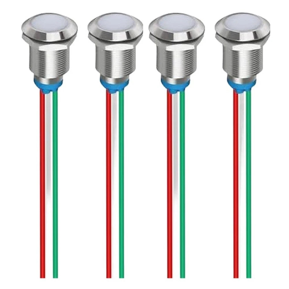 4PCS 12mm Dual-Color Red Green LED Indicator Light for Panel Mount (12V 24V)