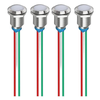 4PCS 12mm Dual-Color Red Green LED Indicator Light for Panel Mount (12V 24V)