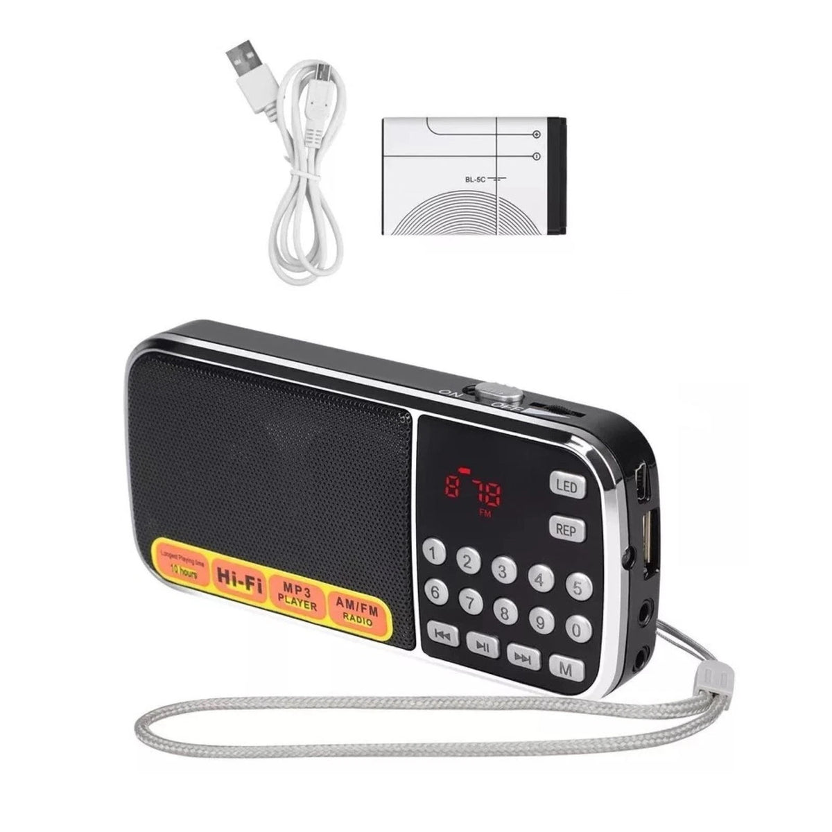 Portable Radio AM FM with Digital Screen and Multiple Connections
