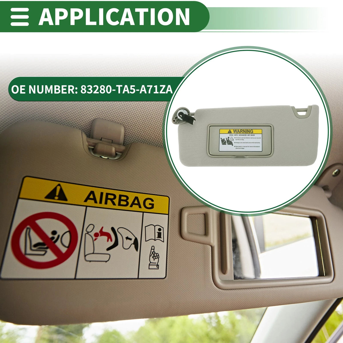 Left Car Sun Visor for Honda Accord (2008–2012) w/ Mirror & Light No. 83280-TA5-A