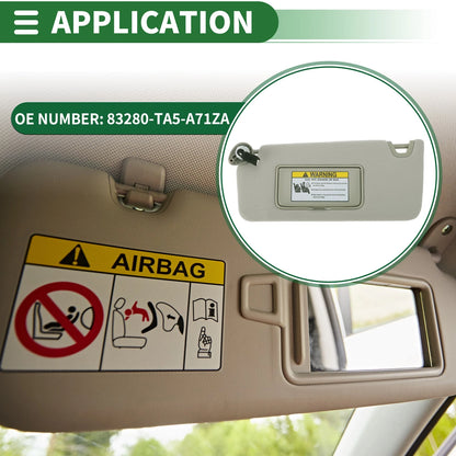 Left Car Sun Visor for Honda Accord (2008–2012) w/ Mirror & Light No. 83280-TA5-A
