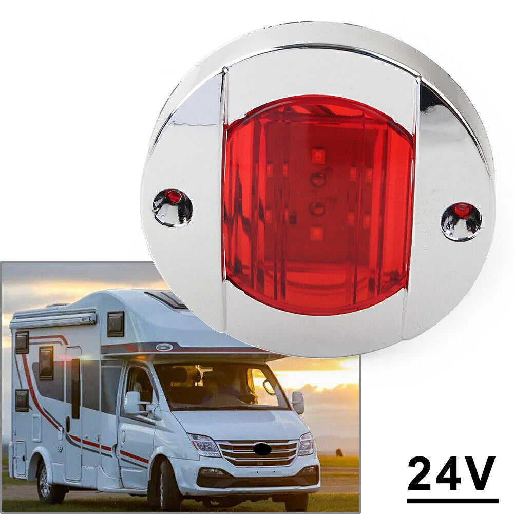 2X Round 24V LED Side Marker Trailer Lights Red for Truck Trailer RV Car