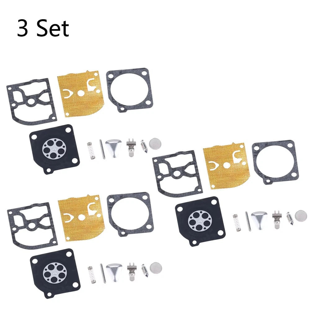 Set of 3 Carburetor Repair Kits for Husqvarna 40 45 49 (Zama RB-45 C1Q)