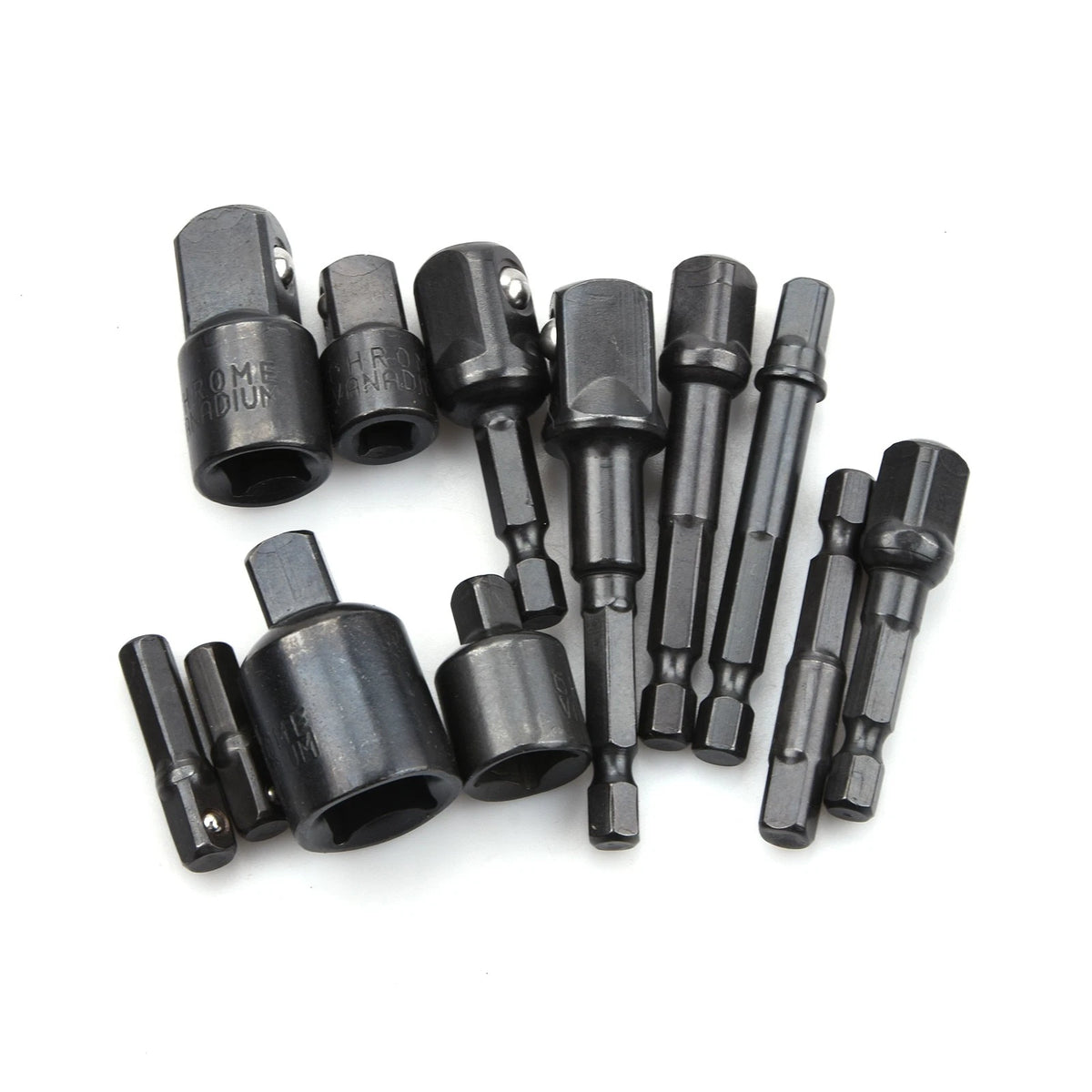 Set of 3 Impact Socket Adapters for Drill Nut Driver Bit (1/4, 3/8, 1/2")
