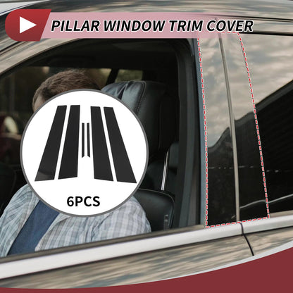 6 Pcs Door Pillar Window Trim for Cadillac CTS (2002–2007) Black