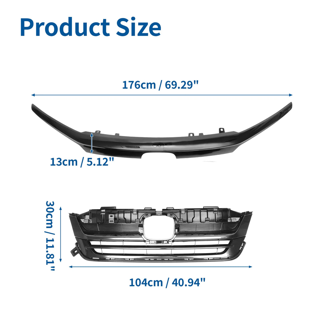 Front Bumper Grille for Honda Pilot (2019–2020) Black