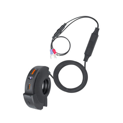 Dual USB A C Fast Charging Handlebar Mount Charger for Motorcycle