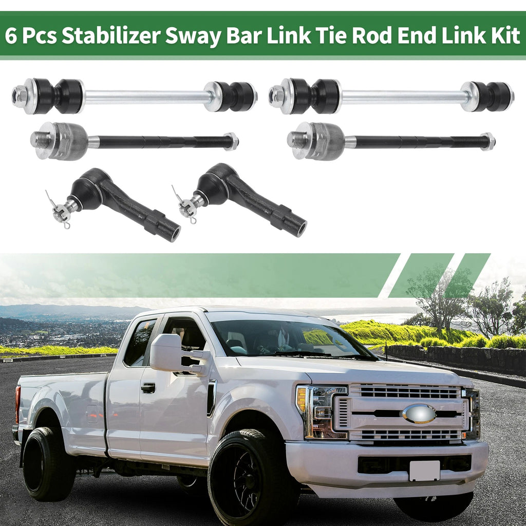 6 Pcs Front Suspension Kit Tie Rod Ends and Sway Bar Link for Ford Explorer (2002–2010)