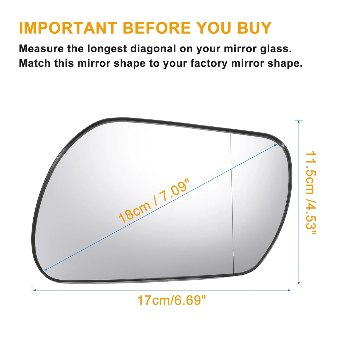 Left Side Mirror Glass with Backing Plate Non Heated for Mazda 3 6 (2006–2008)