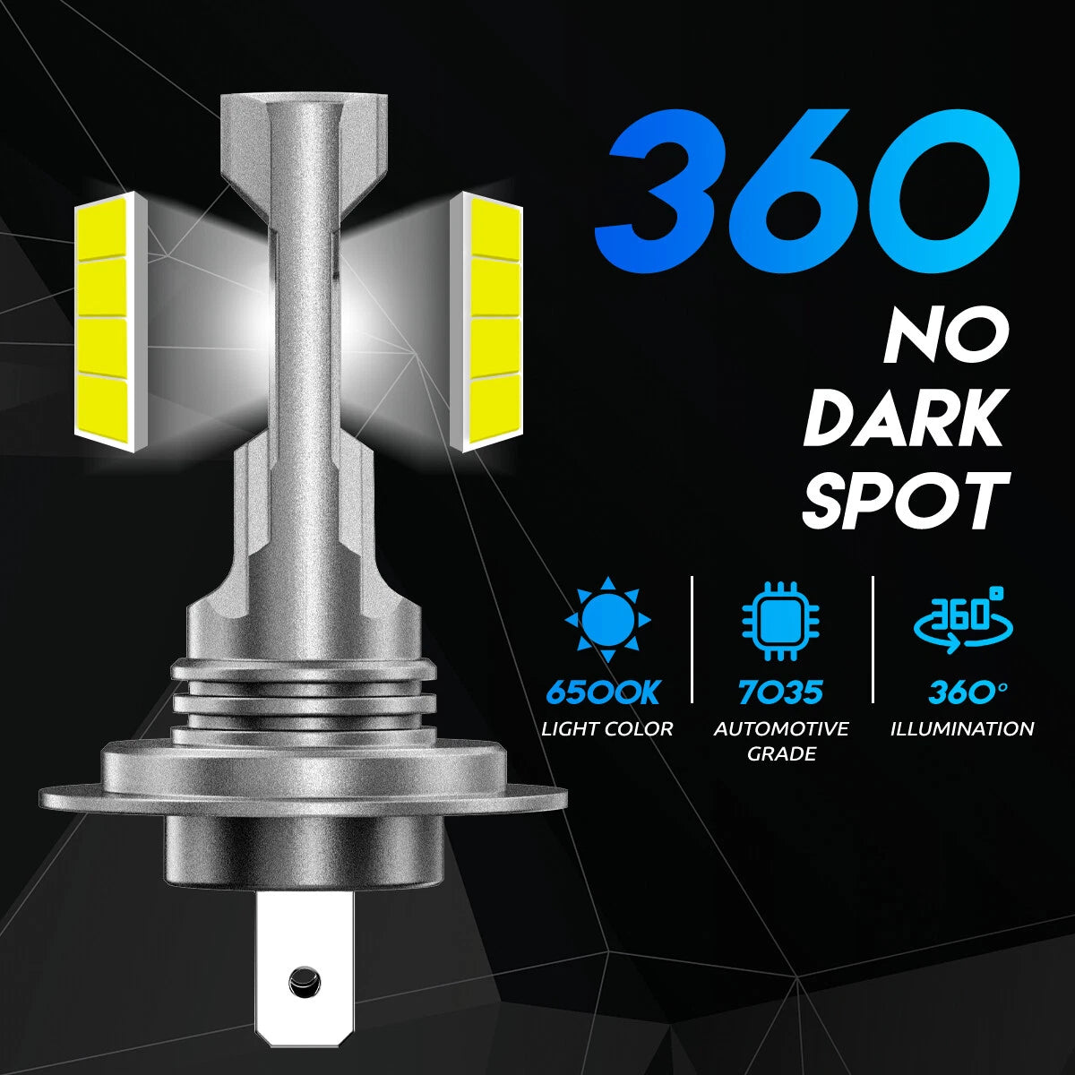 2X H7 LED Headlight Bulbs 20000LM 6500K for