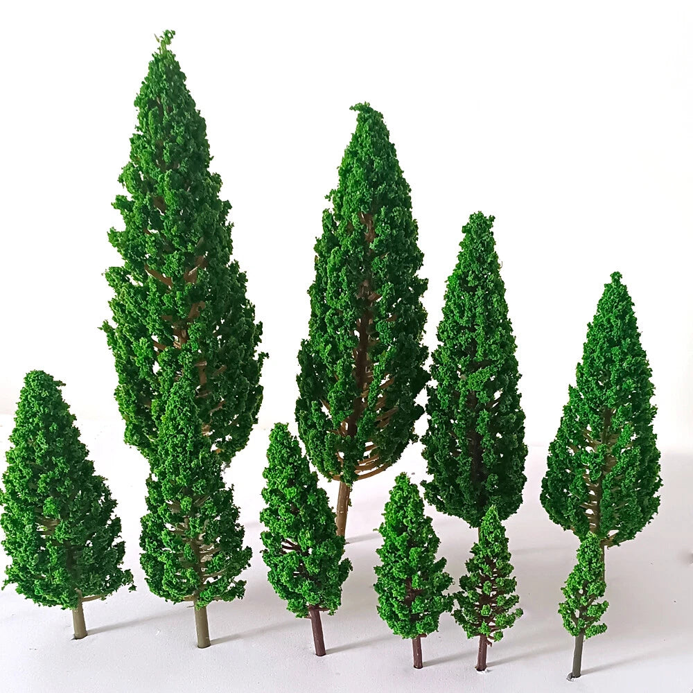 10pc Miniature Landscape Pine Trees Model Railroad Park Scenery Scale 1:50-1:400